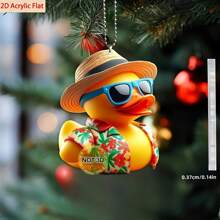 Pingente de Pato de Borracha de Cristal Plano 2D de Acrílico, Decorações Multifuncionais, Material de Cristal com Função de Chaveiro, Adequado para Espelho Retrovisor de Carro ou Bolsa, Dia das Mães, Dia dos Pais, Presente de Temporada de Formatura