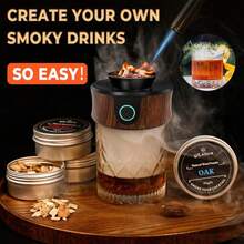 Electric Cocktail Smoker Kit, Thicker Smoke For Rich Flavor, 6 Flavors Wood Chips, Drink Smoker Infuser Kit For Old Fashioned Bourbon Whiskey Etc, Valentine's Day Gifts For Men (Without Butane) - 預設 - 查看 1