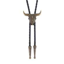 1 pieza Corbata de bolo con cabeza de buey estilo occidental hecha a mano, collar ajustable deslizante, accesorio rústico de país para fiesta, uso casual unisex para boda, fiesta, padrinos de boda, mejor opción como regalo
