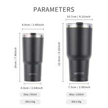 watersy 1 Stück WATERSY 20oz 40oz Thermobecher mit Deckel, doppelwandiger vakuumisolierter Edelstahltumbler, isolierter Kaffeebecher, pulverbeschichteter Thermosbecher mit Deckel, Strohhalm und Reinigungsbürste, spülmaschinenfest