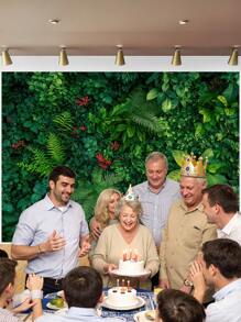 1 Stück tropische grüne Blätter Fotowand Hintergrund, Grünpflanzen, Palme, Dschungel, Partyfahne 150 x 100 cm/210 x 150 cm, Wald Fotohintergrund für Innen/Außen, Baby-Dusche, Geburtstag, Hochzeit, Dekoration