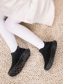 Kids' Low-Top Slip-On Casual Sports Shoes - Black - View 4