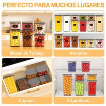 52-Piece (26 Jars + 26 Lids) Food Storage Set With Labels, Kitchen Organizer, Sealed Plastic Storage Boxes With Lids For Grains, Flour, Coffee Beans, Cornflakes, Pasta 2.5L 1.8L 1.3L 0.75L - Xám - Xem 7