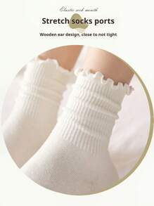 1Pair Ear Socks For Women Milk White Jk Black Japanese College Style Ins Jk Pile Socks Personalized Text Customization