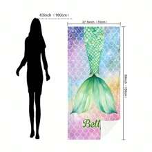 1pc Personalized Mermaid Text Beach Towel, Strong Water Absorption, Suitable For Swimming Pool, Camping, Extremely Comfortable Bathroom Decor SummerTravel Essentials Travel Accessories Beach Essentials
