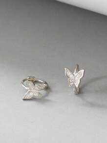 1 Pair S925 Sterling Silver Plated 14K Gold Mini Paved Butterfly Ear Clips