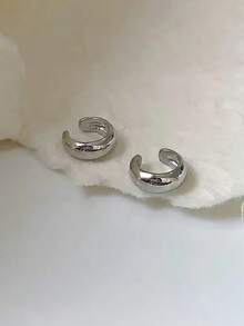 2pcs Set Clip On Earrings, Women's Fake Ear Cuff Rings, Fashion Circle Cartilage Clip Earrings, Girl's Jewelry Gift