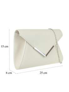 Girly Handbags Womens Faux Leather Metallic Envelope Clutch Bag - Ivory - View 3
