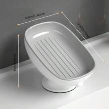 1pc Luxury Adjustable Oval Soap Dish - Wall-Mounted, Anti-Slip, Detachable Soap Tray, For Bathroom - Multicolor - View 2