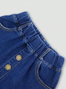 Young Girl Denim Look Ruffle Hem Mini Skirt - Multicolor - View 4