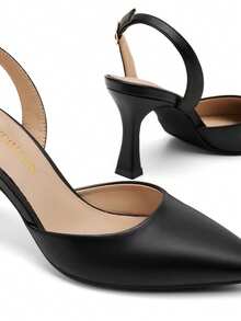 Women's High Stiletto Heels Slingback Pumps Closed Pointed Toe Party Wedding Sexy Casual Party Wedding Dress Shoes - 黑色 - 查看 7