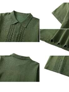 Summer Cool Beach Hawaiian Men's Casual And Fashionable Knitted Short-Sleeved Shirt - Green - View 5