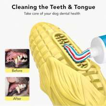 Juguete indestructible para perros que muerden agresivamente, juguetes de masticar duros y chillones con sabor a tocino, juguete para limpiar los dientes del perro para razas medianas y grandes, mantiene al perro ocupado (Amarillo)