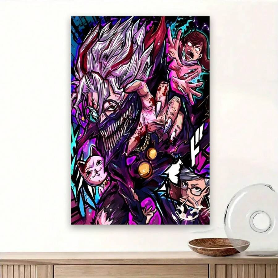 Framed   Anime Character Canvas Art Poster -  Dandadan  Transverse Art Deco Classic Modern Style - For Living Room, Bedroom, Classroom, Home Office, Bathroom, Indoor & Outdoor, Ideal Gift For Anime Room Decor