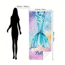 1pc Personalized Mermaid Text Beach Towel, Strong Water Absorption, Suitable For Swimming Pool, Camping, Extremely Comfortable Bathroom Decor SummerTravel Essentials Travel Accessories Beach Essentials