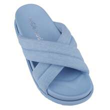 Women's Slide Sandals Slip On Open Toe Cute Platform Criss Cross Flat Sandals - Denim Blue - View 3