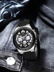 Reloj de cuarzo REWARD para hombre, de estilo de moda de negocios, con calendario, manecillas luminosas, multifuncional, de alta calidad, diseño clásico, correa de silicona - Unitalla - Ver 12