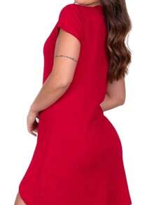 Women's Mullet Wrap Top With Short Sleeves - 紅色 - 查看 2