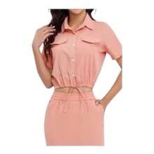 Conjunto de dos piezas falda larga y blusa tipo sport - Rosa - Ver 2