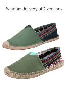Mocassini da uomo: scarpe in tela con suola in corda di lino, scarpe casual da vacanza, scarpe da donna in tessuto traspirante intrecciato, scarpe da pescatore in paglia antiscivolo, scarpe da coppia con suola in lino ricamato. Scarpe da pescatore in tela bianca da uomo, ballerine nere, ballerine bianche, scarpe verde militare, ballerine blu (per acquirenti con piedi larghi, si prega di scegliere una taglia in più. La suola in corda di lino è relativamente rigida e le scarpe fatte a mano hanno una lavorazione più irregolare.)