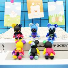 Colorful Cartoon Graffiti Teddy Bear PVC Soft Phone Skin Sticker, Cute Candy Color Keychain Pendant - Multicolor - View 6