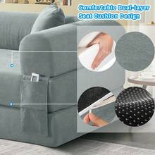 Compression Sofa - Convertible Floor Foldable Sofa Bed - With 2 Pillows, Corduroy, Queen Size - 淺灰色 - 查看 8