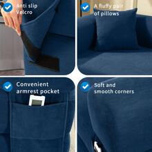 Compression Sofa - Convertible Floor Foldable Sofa Bed - With 2 Pillows, Corduroy, Queen Size - 藏蓝色 - 查看 5