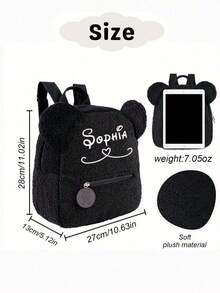 1pc Custom Embroidered Name Backpack, Customizable Embroidered Cartoon Plush Backpack With Personalized Name Backpack, Customized Name Backpack, Cute Teddy Bear Shape, New Arrival Student Bag School Bag Multi-Functional, Ornamental, Letter Exquisite, Stylish, Baby Fashion, Soft Squishy, Colorful, Cute Kawaii Adorable Unique, Customized Treasurefinds, Personalized Gifts For Girl/Boy, Baby Gifts, Cutebaby For Children's Day,Multi-Functional,Ornamental,Letter,Stylish,Modern,Colorful,Cute,Adorable,Casual,Custom,Personalised,Unique,Customized,Ideal Gifts For Him,Ideal Gifts For Her - Multicolor - View 9