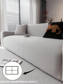 1 件四季弹力沙发套，防滑全覆盖沙发座垫套，可机洗防尘沙发毯，宠物友好型，适用于卧室、办公室、客厅、单人/2/3/4 座 - 淺灰色 - 查看 1