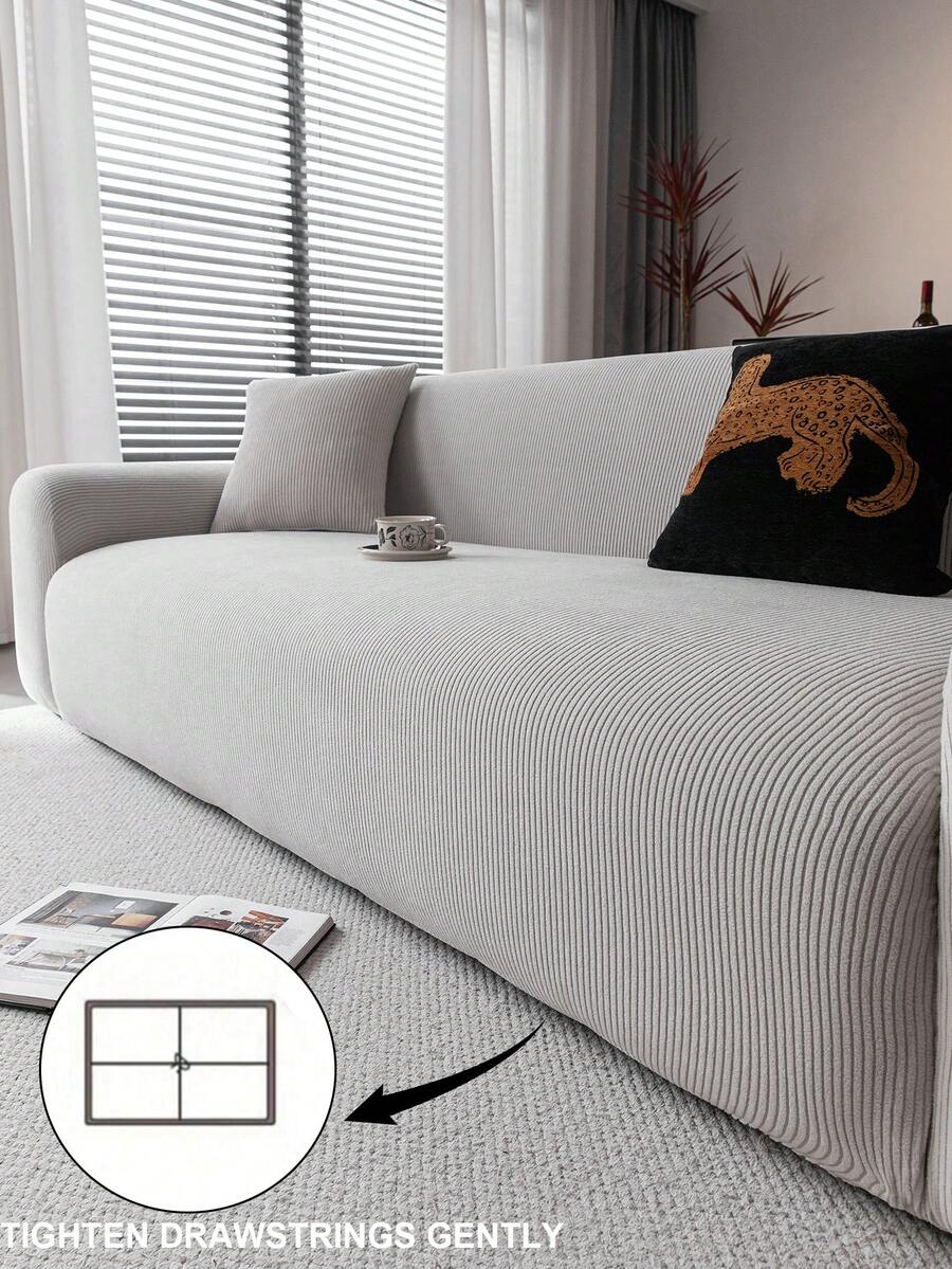 1 件四季弹力沙发套，防滑全覆盖沙发座垫套，可机洗防尘沙发毯，宠物友好型，适用于卧室、办公室、客厅、单人/2/3/4 座 - 淺灰色 - 查看 1