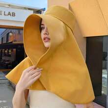 1pc Women's Summer Sun Protection Wide Brim Sun Hat With Face & Neck Covering - Multicolor - View 4