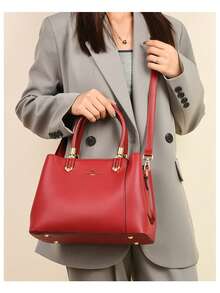 Hand-Held Princess Diana Bag For Women, New Practical High-End Bag, Versatile One-Shoulder Hand-Carry Crossbody Artificial Leather Weekend Travel Bag, Ladies Shopping Handbag Business Commuting Zipper Buckle Daily Matching Bucket-Shaped Composite Cowhide - White - View 2