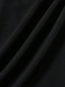 120g Woven Fabric Asymmetric Waist Double-Buckle High-Waisted Casual Loose Wide-Leg Pants For Women, Minimalist Solid Color - Black - View 7