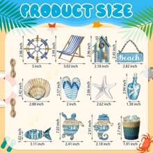 12pcs/24pc/36pc Summer Wooden Decorations, Ocean Beach Tree Decor, Coastal Nautical Shells & Fish Wooden Slices, Summer Wall Hanging Decor, Small Tree Party Decor; Includes Turtles, Starfishes, Seahorses Etc., Complete Set, Vivid Patterns, Vibrant Colors - A Beautiful Decor Set! They Can Be Hung On Walls, Front Doors, Windows, Fireplaces, Etc.; Also Suitable For Beach Parties, To Create A Beautiful Scenery In Your Home!