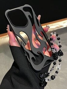 黑色哑光挂绳式TPU时尚手机壳钥匙扣,新款时尚黑色哑光喷油炫酷镂空火焰图案防震TPU保护壳,兼容 11/11 Pro/11 Pro Max/12/12 Pro/12 Pro Max/13/13 Pro/13 Pro Max/14/14 Pro/14 Plus/14 Pro Max/15/15 Pro/15 Plus/15 Pro Max/16/16 Pro/16 Plus/16 Pro Max以及S22/S22 Ultra/S23/S23 Ultra/S24/S24 Ultra 5G/A13 4G/5G/A04S/A15/A14/A53/A54/A55 5G,防摔防水防刮,生日礼物派对佳品 - 黑色 - 查看 3