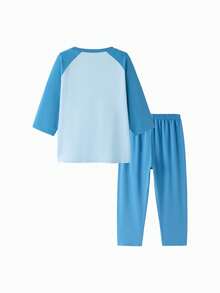 Conjunto de pijama para niños preadolescentes Balabala - Parte superior de manga larga suave y pantalones - Ropa de dormir cómoda para niños preadolescentes - tinte azul - Ver 2