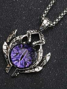 1pc Men's Hip Hop Punk Skull Devil's Eye Necklace - Evil Eye Skull Necklace - View 3