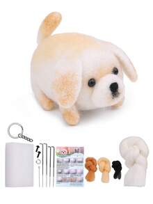 1 套初学者羊毛毡 Poke Fun DIY 套件、狗系列羊毛材料包、手工羊毛毛绒娃娃吊坠，附基本配件和教程 - 彩色 - 查看 9