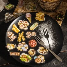 100张/包铁盒贴纸、食品罐系列、精美烘焙饮料主题PET贴纸、剪贴簿用品、装饰笔记本、相框、手机壳、水杯、垃圾桶、文具盒、DIY个性贴纸、学校用品、返校