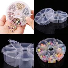 QIAO 2PCS 6/8Grids Round Plastic Storage Box Beads Earrings Jewelry Container Clear Transparent Box Case Small Size DIY Jewellery Box - White - View 2