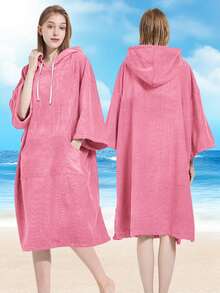 1 Piece Surf Poncho Changing Robe With Hood,Wearable Beach Towel, Quick Dry Microfiber Wetsuit Changing Towel With Pocket For Surfing Men Women