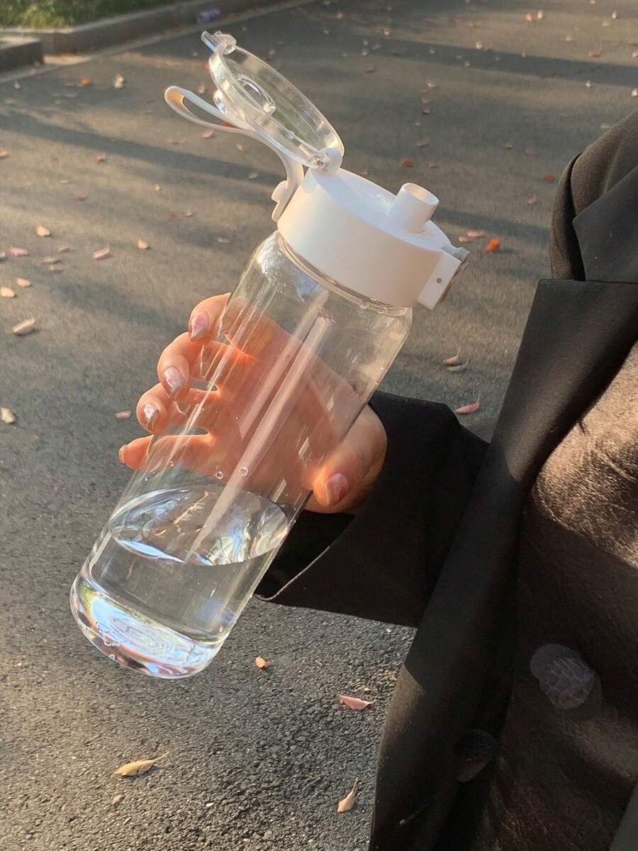 1 件便携式运动健身大容量透明杯，户外、旅行、办公室必备水瓶，大容量水杯，塑料，耐热，户外健身水瓶，防溢，男女通用，夏季