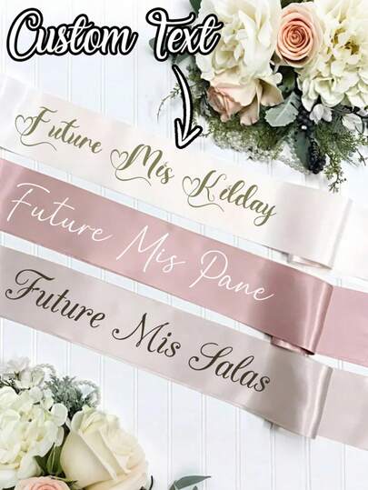 1pc Personalized Bride Sash, Custom Text Ribbon, Customized Name Belt, Can Customize Any Name, Unique Gift, Bridal Shower Decor, Mother Sash, Birthday Sash, Bachelorette Sash, Graduation Sash, Various Occasion Party Decor, Graduation And Wedding Birthday Party - DIY Party Supplies, Engraved, Colorful, Cute, Charming, Fun, Kawaii, Y2K, Fashionable, Suitable For Father's Day, Graduation Ceremony ,Tops For Women