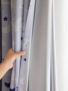 1pc Galaxy Print Blackout Curtain For Window - Multicolor - View 10