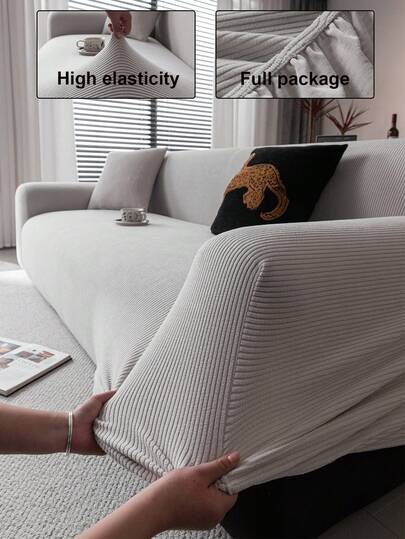 1pc All-Season Stretchy Sofa Cover, Anti-Slip Full Coverage Sofa Seat Cushion Slipcover, Machine Washable Dust-Proof Sofa Blanket, Pet-Friendly For Bedroom, Office, Living Room, Single/2/3/4 Seater