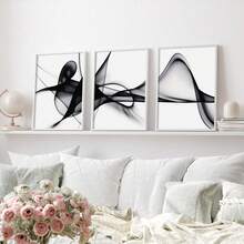 Bộ 3 tranh trừu tượng đen trắng trang nhã trên vải bố, khung gỗ thông - Trang trí tường hiện đại phù hợp cho phòng khách, phòng ngủ, văn phòng, chống thấm nước, in chất lượng cao, hoàn hảo cho trang trí nhà cửa, quán cà phê, quán bar, tranh nghệ thuật trừu tượng, nét vẽ sống động. - 3 CÁI - Xem 9