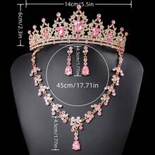 4 件巴洛克水晶皇冠项链耳环套装公主派对王冠新娘婚礼派对发饰珠宝皇冠套装