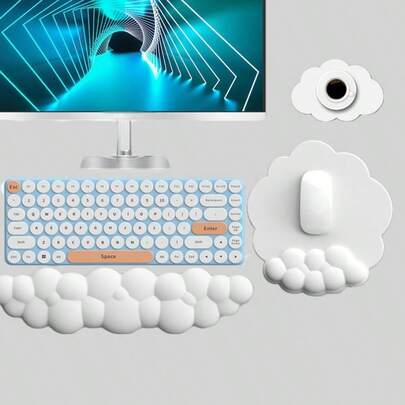 3pcs Cloud Wrist Rest For Keyboard, Ergonomic Computer Keyboard Wrist Pad With Memory Foam, Keyboard Wrist Support To Relieve Wrist Pain, Suitable For Home Office And Gaming