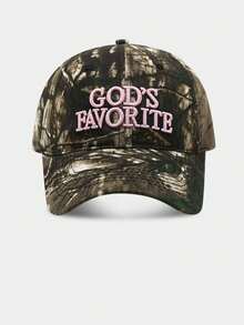 God's Favorite Embroidered Camo Splatter Print American Baddie Baseball Cap, Streetwear Snapback - Multicolor - View 6