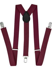 Solid Color Men Suspender With 3 Strong Clips Adjustable Braces Suitable For Teen Summer Casual Outdoor Athletic Or Vacation Travel Or Graduation Gifts Or Birthday Dress Accessories Or Daily Wear